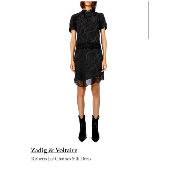 ZADIG & VOLTAIRE roberts jac chaines silk Party dress in noir mini - Picture 1 of 15